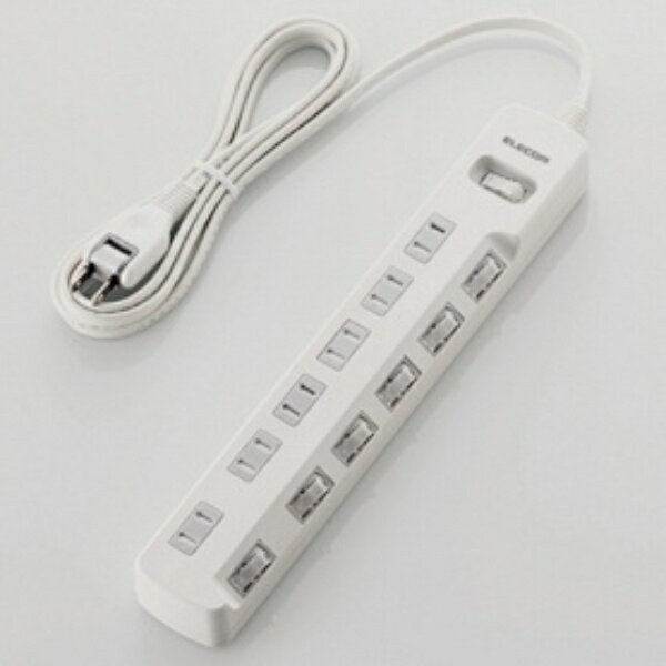 エレコム 一括＆個別スイッチ付 雷ガードタップ 2P・6個口 ホワイト 2．5m T−K8A−2625WH 1個