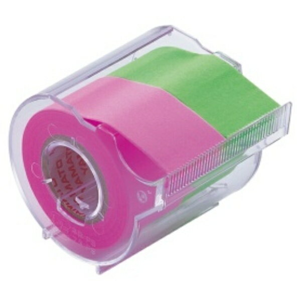 ヤマト メモック ロールテープ 蛍光紙 カッター付 25mm幅 ローズ＆ライム NORK−25CH−6B 1個