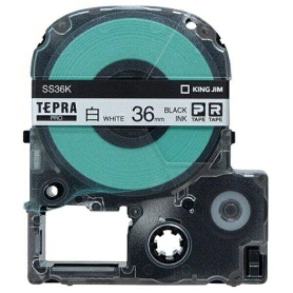キングジム テプラ PRO テープカートリッジ 36mm 白／黒文字 SS36K 1個