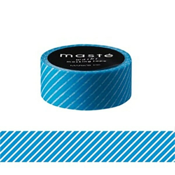 【マークス】 マスキングテープ ベーシック ネオンブルー ストライプ MSTZA03-G