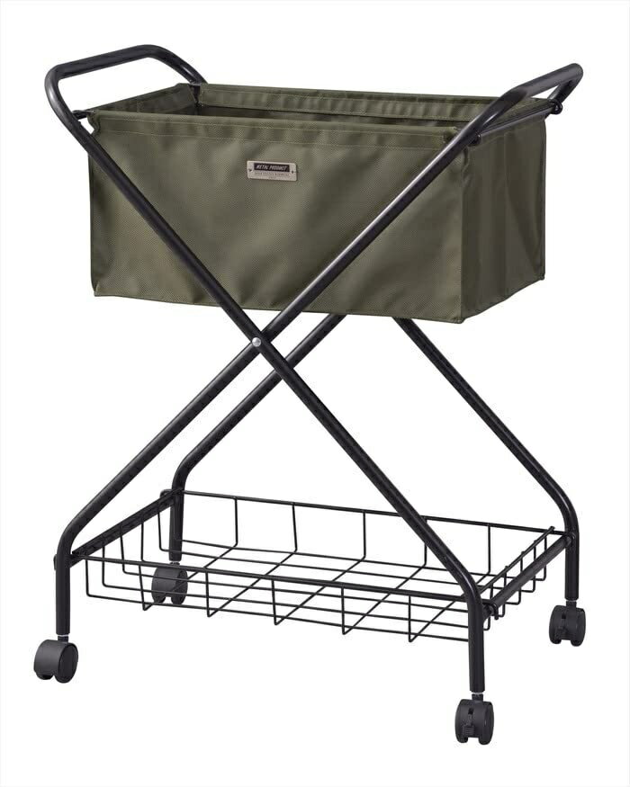 フォールディング バスケットワゴン MIP-83GR 折りたたみ キャスター ベージュ 東谷