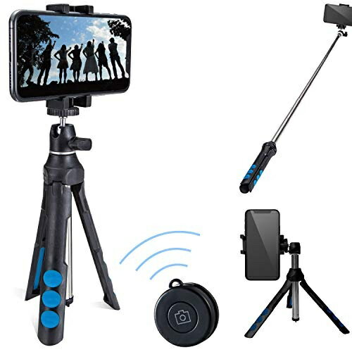 エレコム スマートフォン用 2way三脚 Bluetooth(ブルートゥース)リモコン付 ブラック P-STSRBK