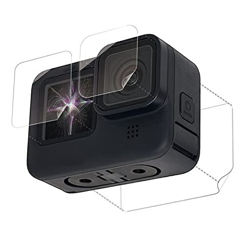 エレコム GoPro HERO9 Black用 保護フィルム ガラスフィルム 親水性 耐衝撃 指紋防止 光沢 ゴープロ9 硬度3H 前面、背面、レンズ用各1枚 AC-GP9BFLPAFFG