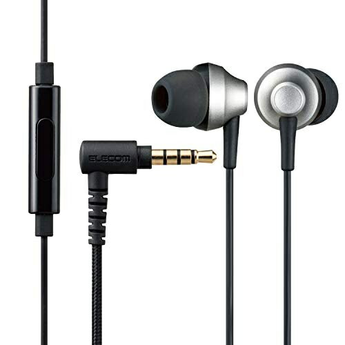 エレコム ステレオイヤホン/カナル型/φ3.5mm/マイク付/Fast Music/FS12C/10.0mmドライバー/高耐久ケーブル/シルバー EHP-FS12CMSV