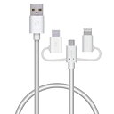 エレコム スマートフォン用USBケーブル/3in1/microUSB+Type-C+Lightning(ライトニング)/0.3m/ホワイト MPA-AMBLCAD03WH(2)