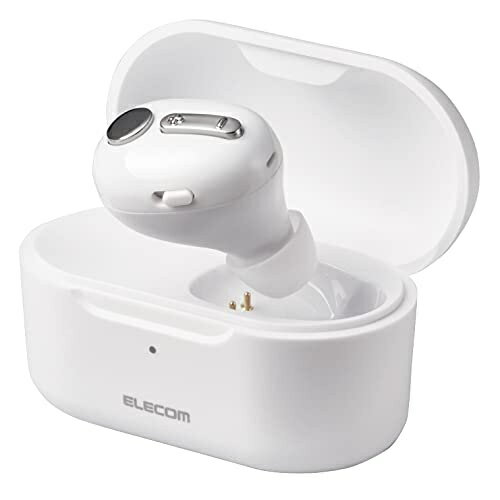 エレコム Bluetooth(ブルートゥース)ヘッドセット 片耳(左右対応) 小型 充電ケース付き MEMSマイク 通話可能 音量ボタン付き web会議 ホワイト ケース着脱自動ON/OFF LBT-HSC32MPWH