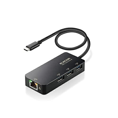 エレコム USB Type-C(TM) 1Gbps有線LANアダプター(USBハブ付き)(黒) EDC-GUC3H2-B
