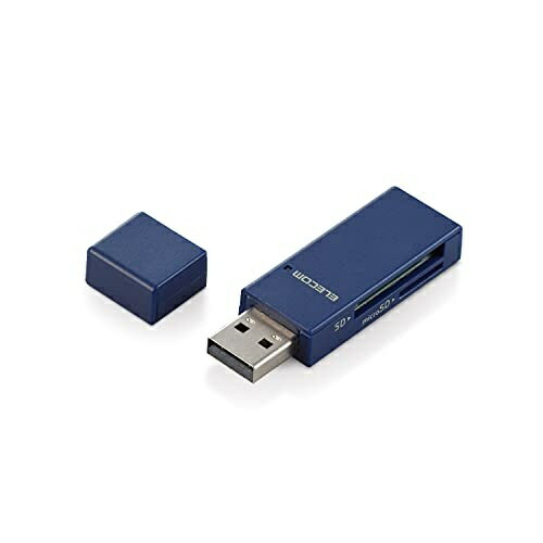 カードリーダー SD microSD対応 直挿し スティックタイプ キャップ ブルー(MR-D205BU) メーカー品