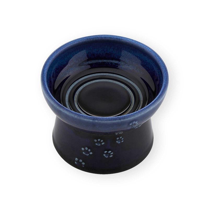 猫壱　猫用 脚付フードボウル 美濃焼? 日本製 (ブルー, フード)