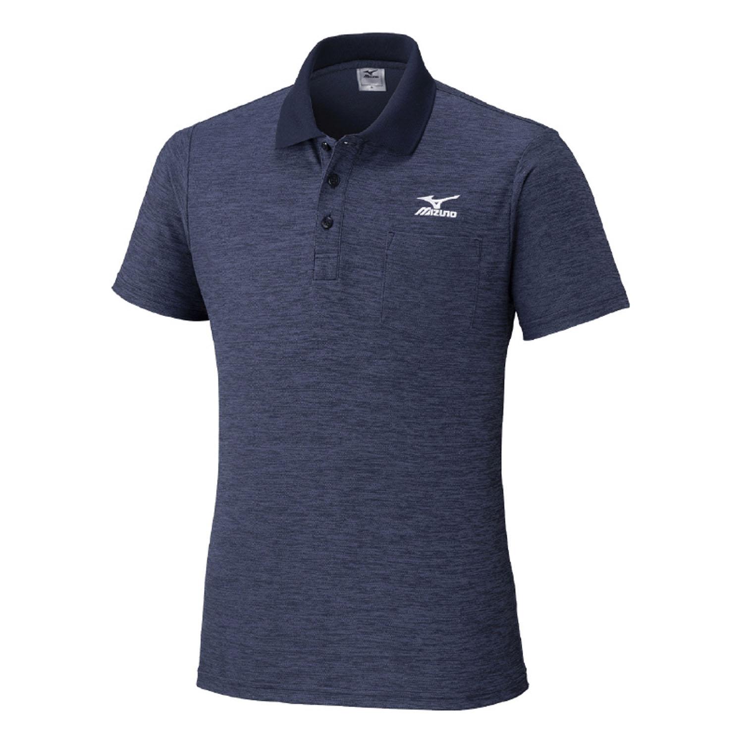 [ミズノ] 半袖ポロシャツ ドライ K2JAC181 男女兼用 ディープネイビー杢 M