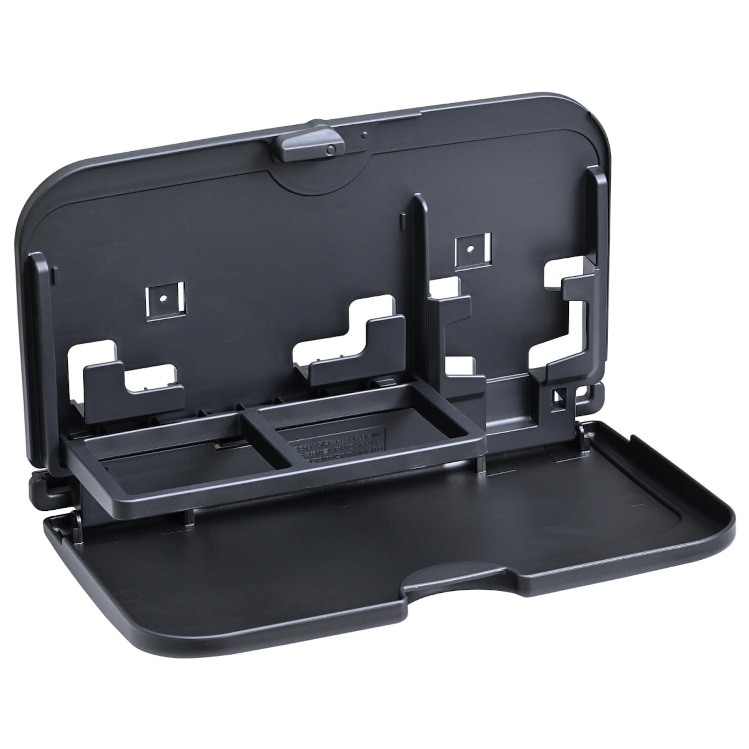 スマホポケット付きリアトレイ ブラック 簡易テーブル ドリンクホルダー 後部座席 ティッシュケース付 車内収納 セイワ WA145(2)