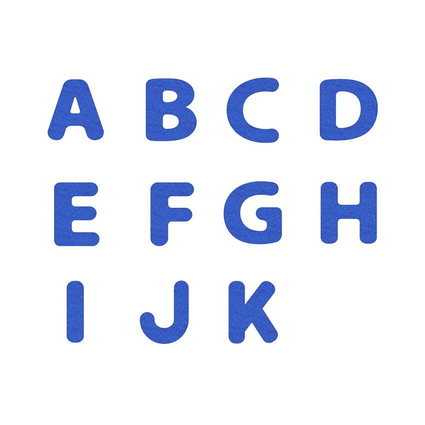 ラブリーネーム【青】 お名前ワッペン【A~K】 アイロン接着 ひらがな 数字 A