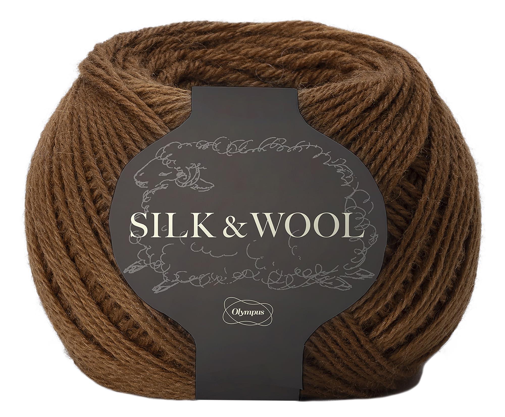 オリムパス製絲 手編み毛糸 並太 SILK&WOOL COL. 6 ブラウン 系 約 50g 205m