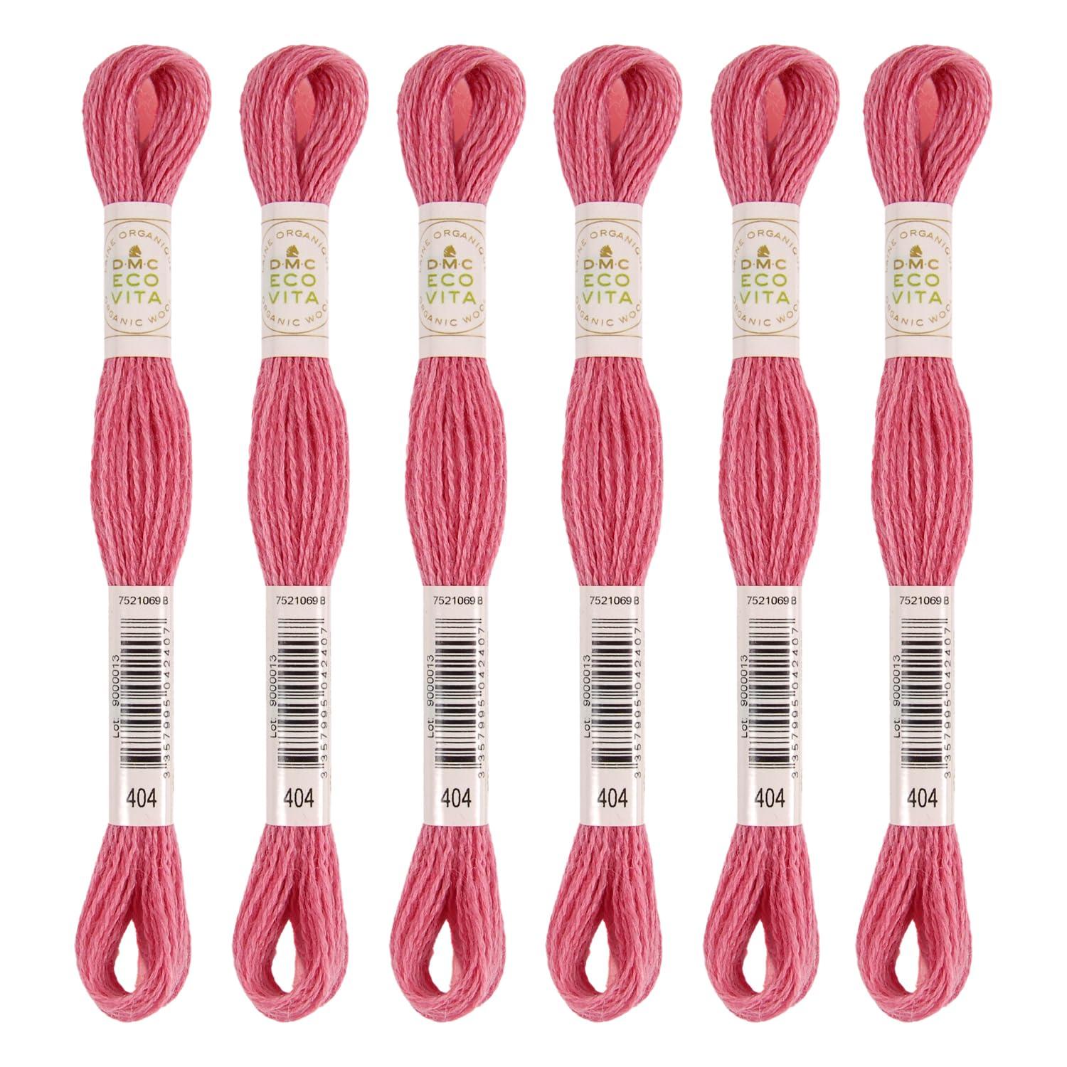 DMC 刺繍糸 エコ ヴィータ ウールスレッド 長さ16m 6カセ入り #404 濃桃色系 360