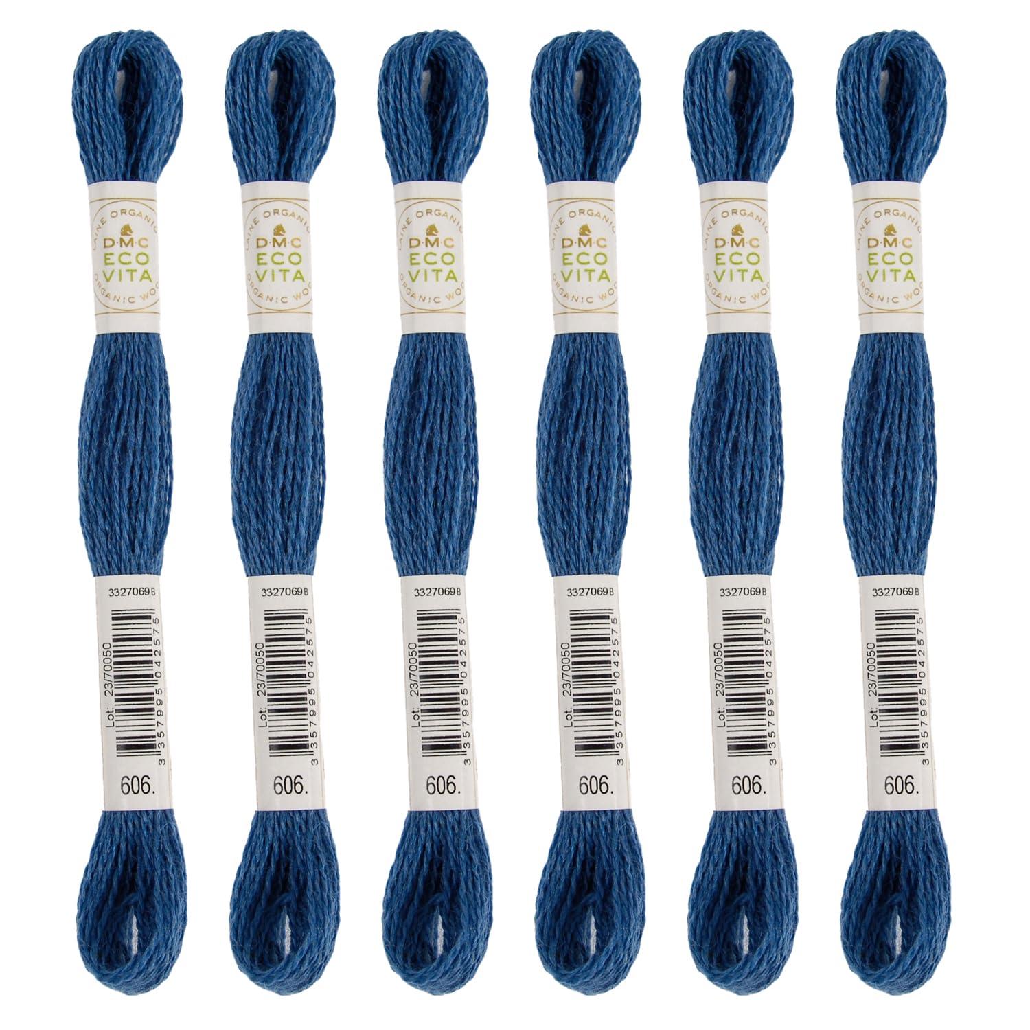 DMC 刺繍糸 エコ ヴィータ ウールスレッド 長さ16m 6カセ入り #606 インディゴブルー系 360