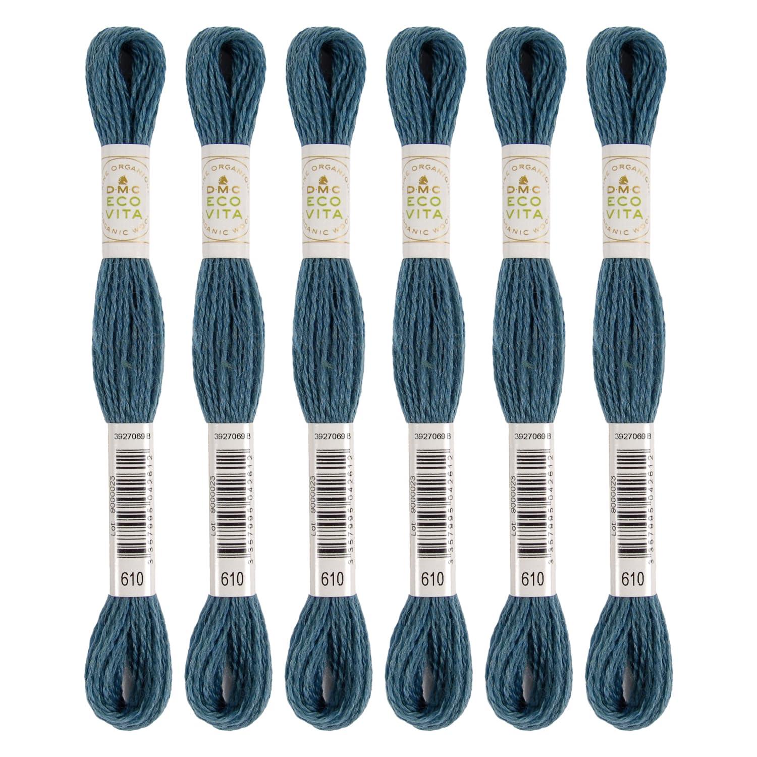 DMC 刺繍糸 エコ ヴィータ ウールスレッド 長さ16m 6カセ入り #610 藍色系 360