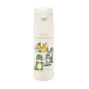 mofusand 真空二重 保温保冷 ステンレス ワンプッシュボトル 480ml 【 かいじゅうにゃん 】 ワンタッチ ロック付き 片手で楽々 水筒 53-2194