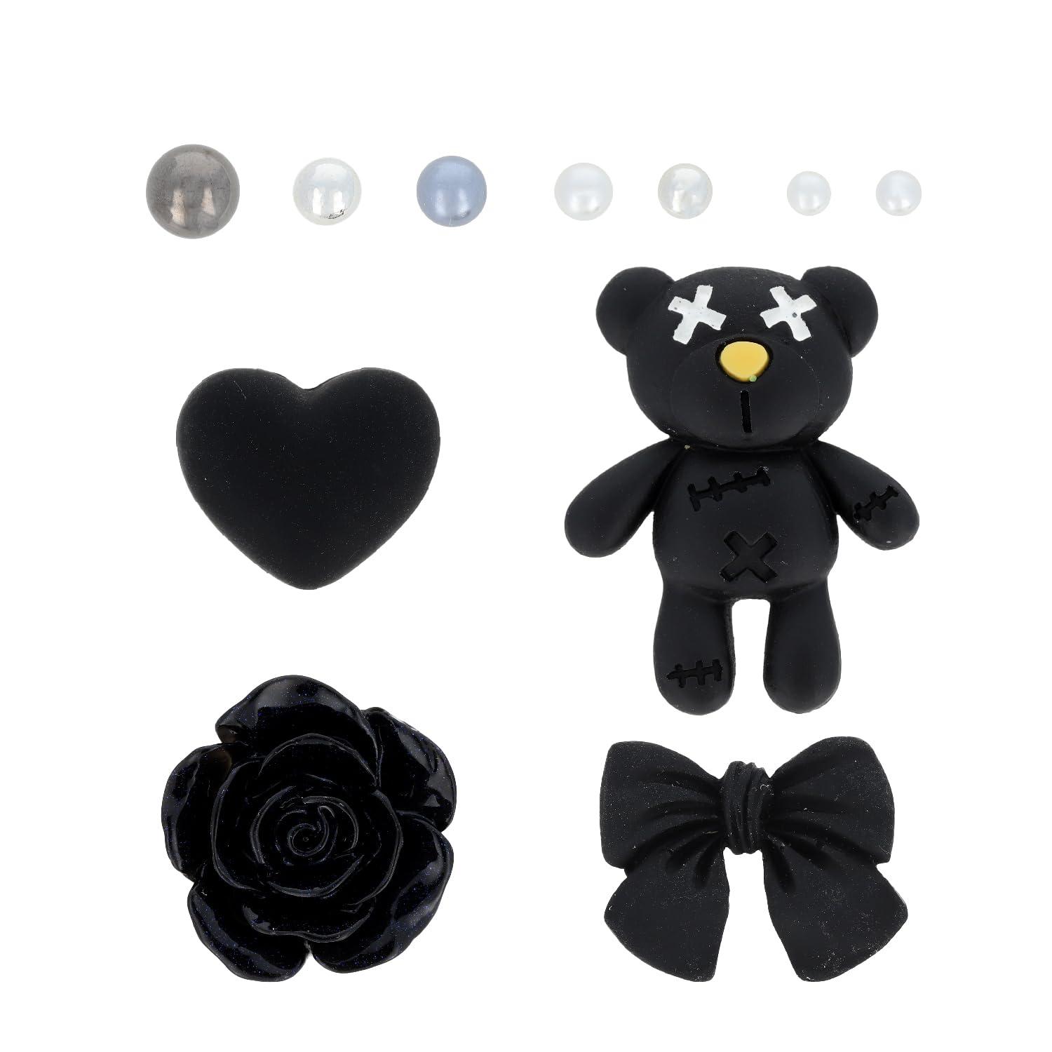 KIYOHARA スイーツデコ デコパーツミックス M パーツ 3個入り カラーパール 7個入り BK ブラック DW-02