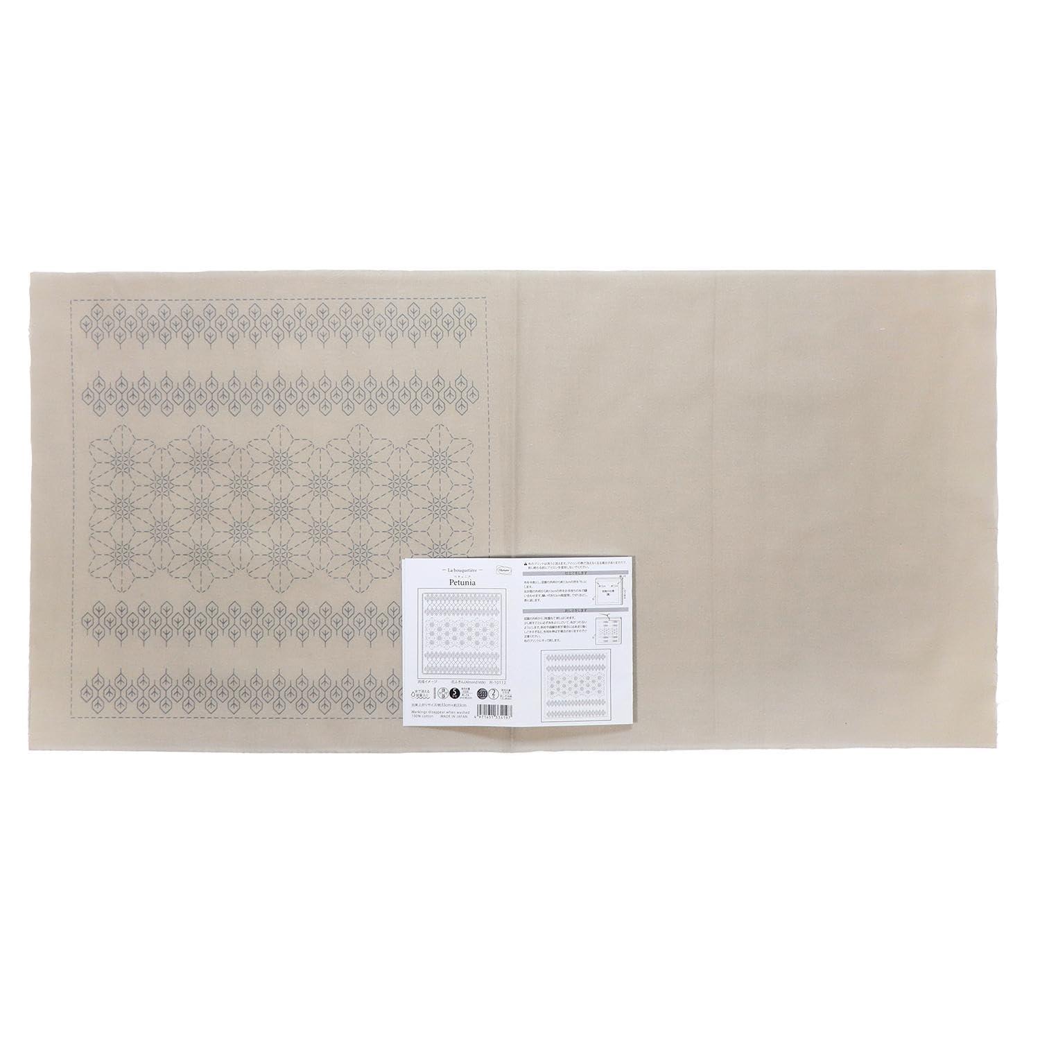 刺し子の花ふきん 布パック 色 La bouquetiere 第4弾 ペチュニア Almond Milk H-10112