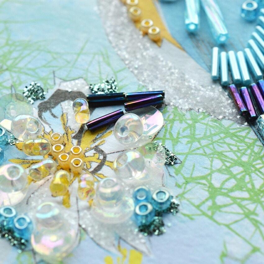 MIYUKI ビーズデコール ルリビタキとニゲラ