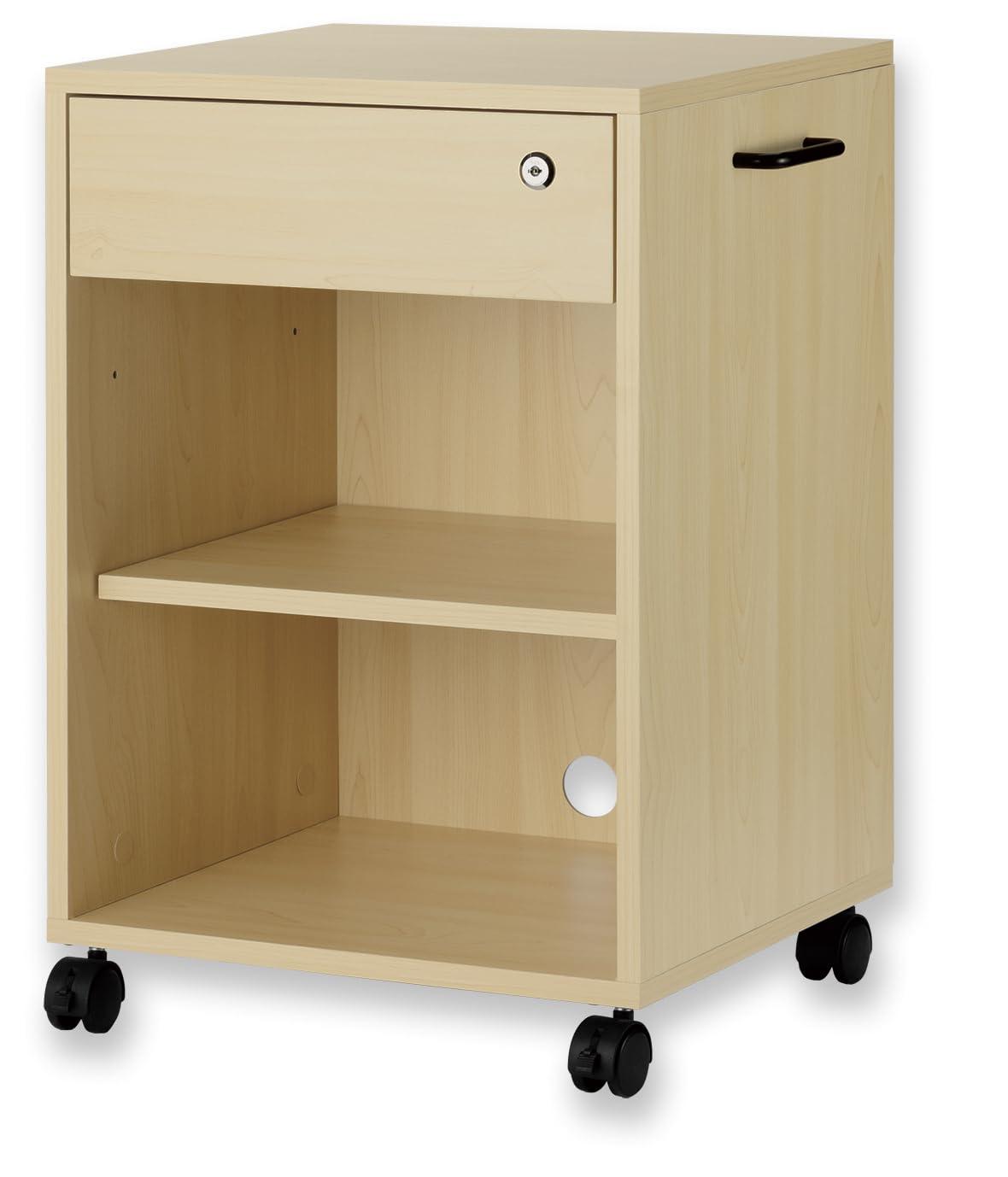 ワゴン 引き出し キャスター付き HWG01WD アスカ 小型 ベージュ 木製 2段 a4 おしゃれ 棚 ワゴン 鍵 調整 組み立て式 幅40 奥行35 高さ59cm