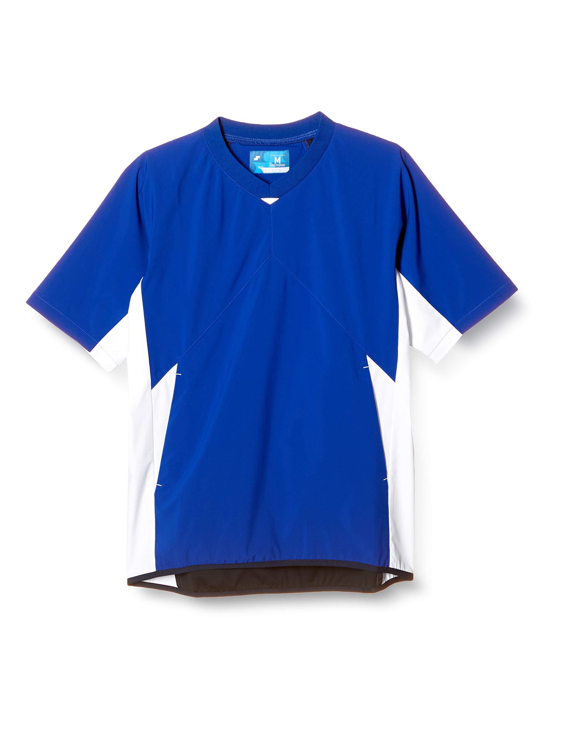 [エスエスケイ] 半袖シャツ 半袖V首ボンディングジャケット メンズ Dブルー×ホワイト (6310) 日本 M (日本サイズM相当)