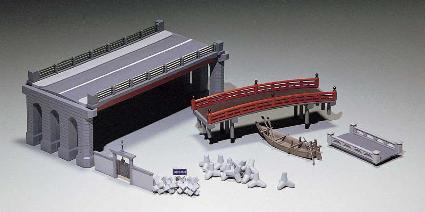 グリーンマックス Nゲージ 2164 橋と小舟 (未塗装キット)