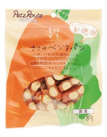 ペッツルート (Petz Route) 素材メモ ささみベジタパン 犬用 お徳用 80g