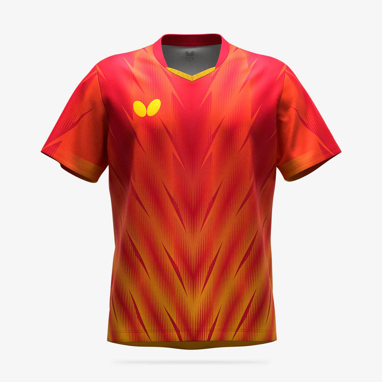 [バタフライ] ゲームウェア(卓球) フレイザー・シャツ 006:レッド XO