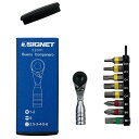 SIGNET シグネット ウルトラショートミニラチェセット ギア数52 全長52mm ビット8個付き 青色 22091
