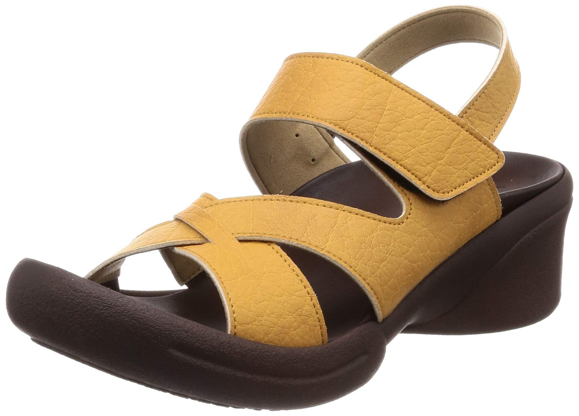 [リゲッタ] サンダル R-2682 レディース ウェッジソール クロスベルト バックベルト 美脚 歩きやすい 履きやすい 疲れにくい コンフォート 日本製 マスタード LL(25.0~25.5cm)