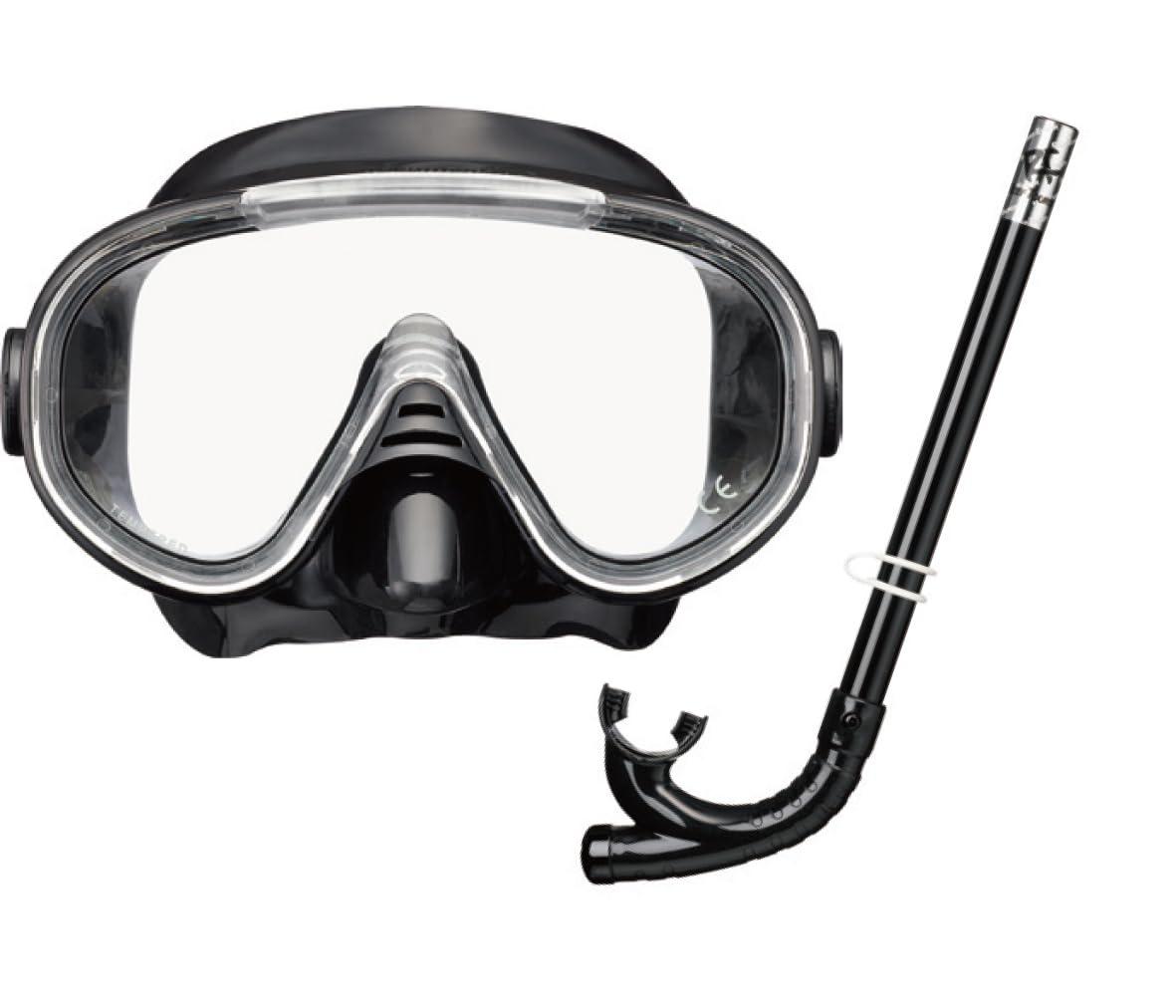 リーフツアラー(REEF TOURER) シュノーケリングセット 10歳~大人用 柔らかストラップマスクとベーシックシュノーケル 2点セット ブラックブラック RC9105