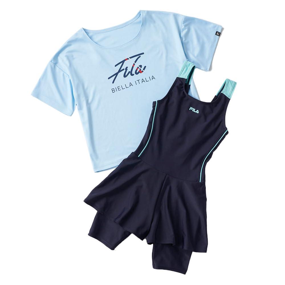 フィラ(FILA) スクール水着 ジュニア 女子 水泳 シャツセット オンスクール 125665-SAX (サックス/140/Jr)