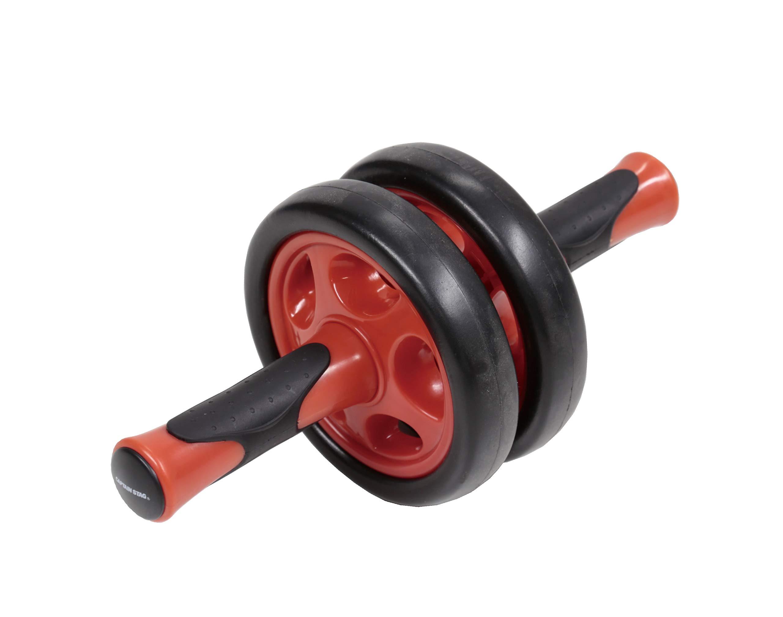 キャプテンスタッグ(CAPTAIN STAG) 筋トレ エクササイズ フィットネス 腹筋ローラー エクササイズローラー ダブル ブラック/レッド Vit Fit UR-857(4)