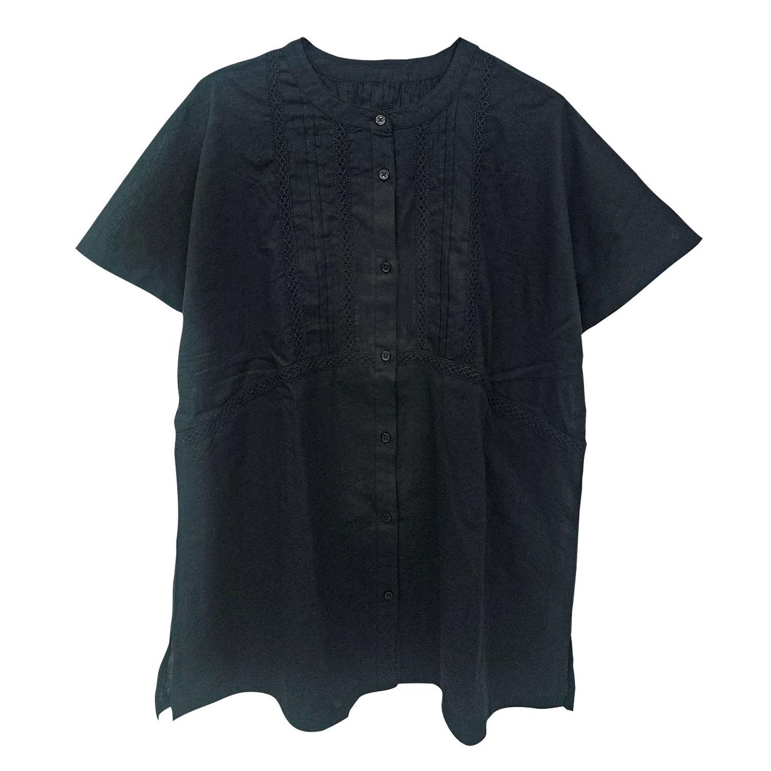 インドコットンレース付き前開きブラウス