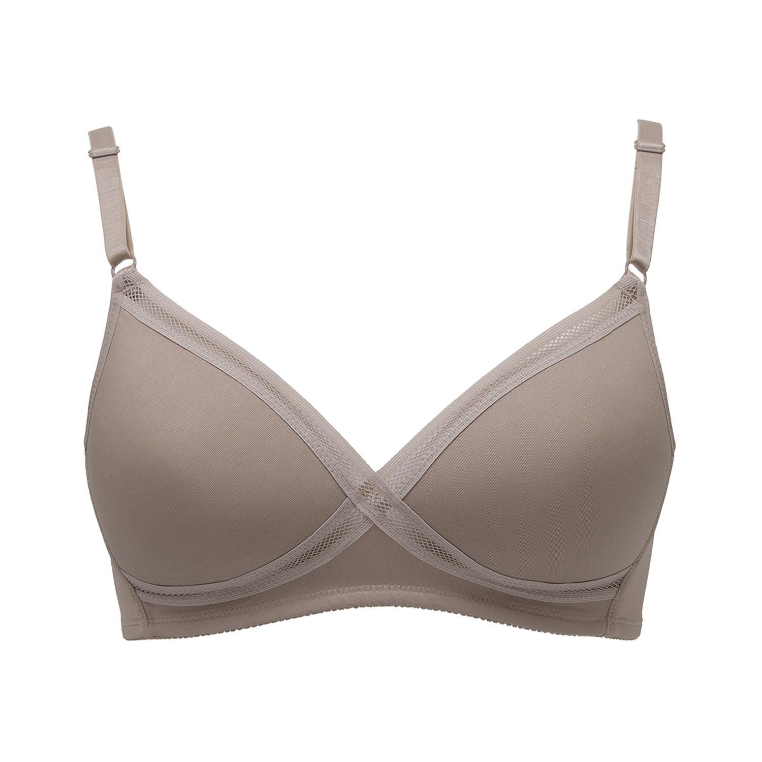 [ルシアン] ノンワイヤーブラ クロスメッシュ 通気性 着け心地ラク モールドカップ ブラジャー レディ..