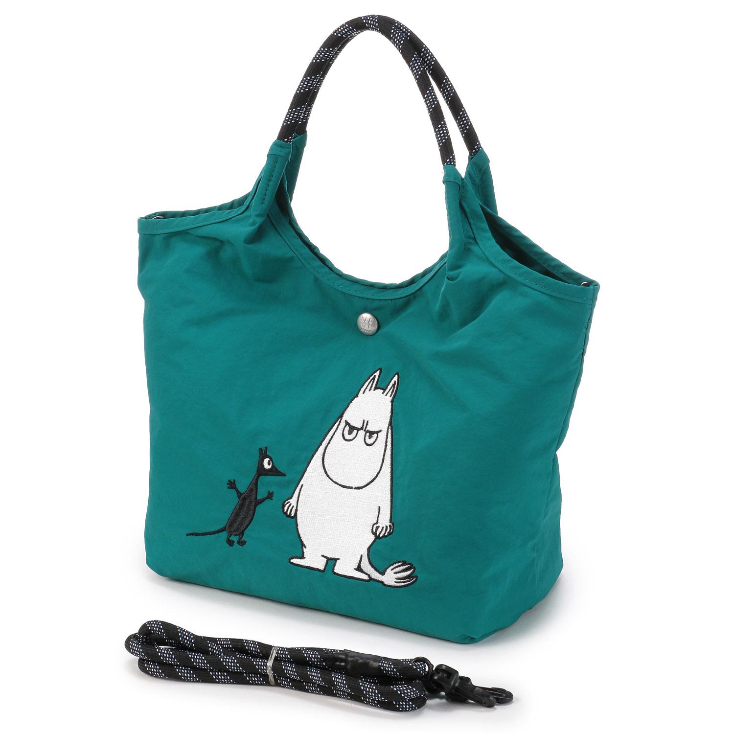 [ムーミン] 刺繍 2wayバッグ レディース rmpk-02 グリーン(アングリームーミン)