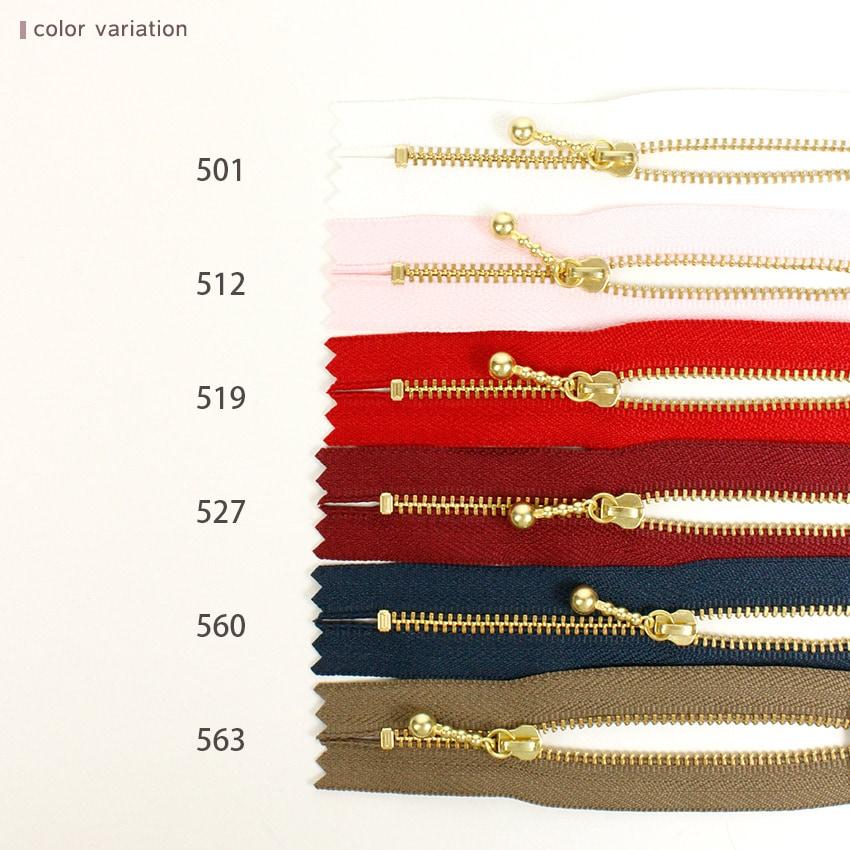 YKK 玉付きファスナー 14cm メタルゴールド 3MGC-14 G 563