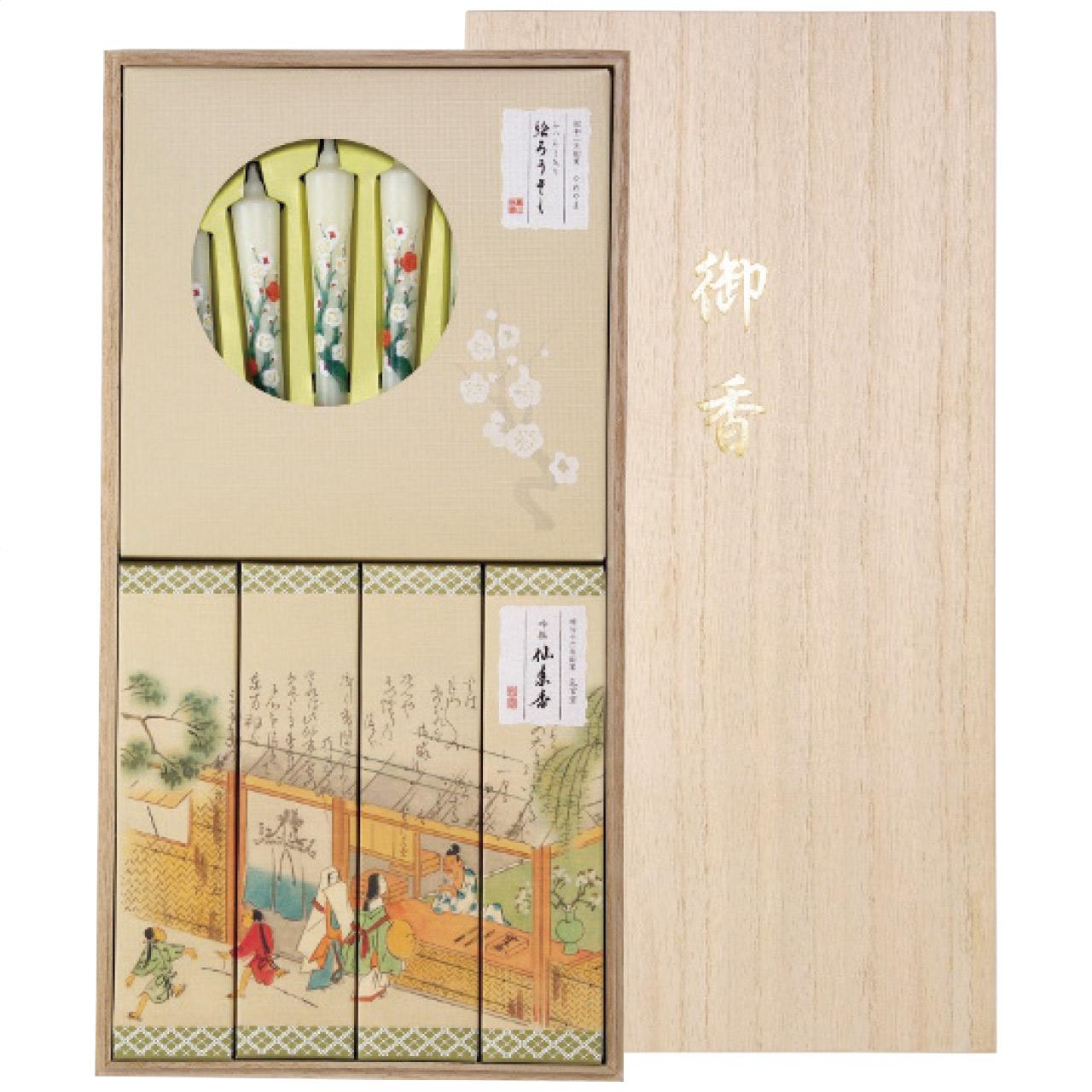 吟撰 仙年香 絵ろうそくセット 桐箱 4901435213248