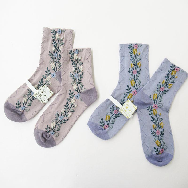 coudre un あなたに優しい靴下表糸綿100%サイド花