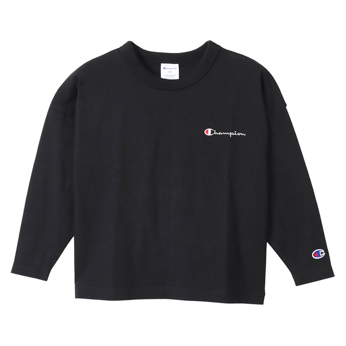 [チャンピオン] 刺繍 ロングTシャツ キッズ 長袖 丸首 綿100% COTTON USA Loose Fit スクリプトロゴ ロ..