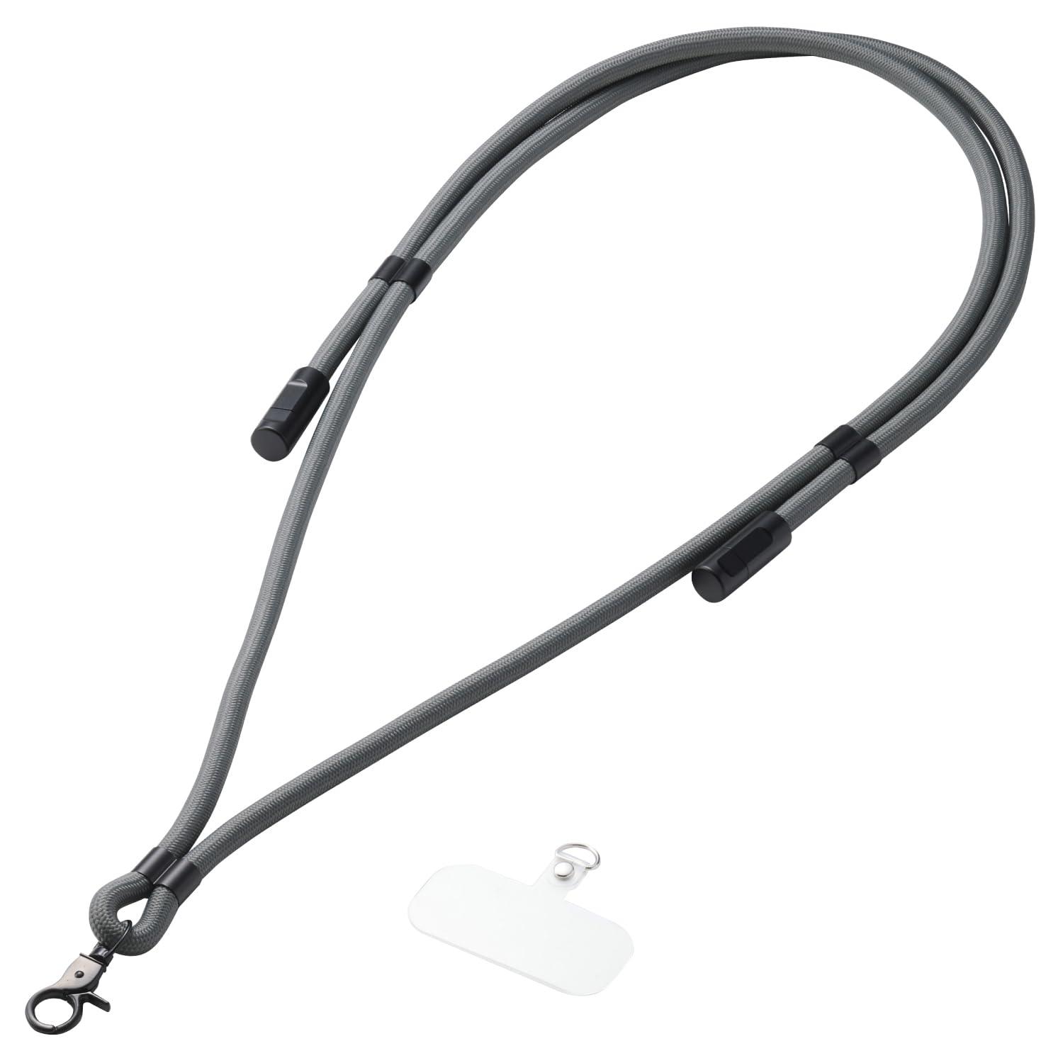 エレコム スマホショルダー ショルダーストラップ 充電可 USB Type-C ケーブル ストラップホールシート付属 ブラック P-STSDH1CC08BK