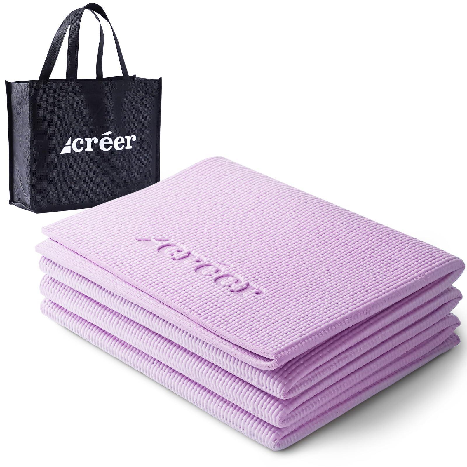 【ポーズ整う ヨガマット】 cr?er(クレエ) ヨガマット 折りたたみ 6mm 幅広 トレーニングマット ストレ..