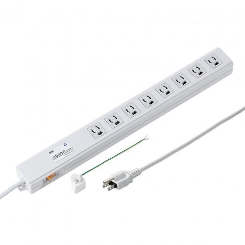 2m/8口3Pタップ(雷ガード/一括スイッチ/ライン型) 504(W)×54(D)×40(H)mm