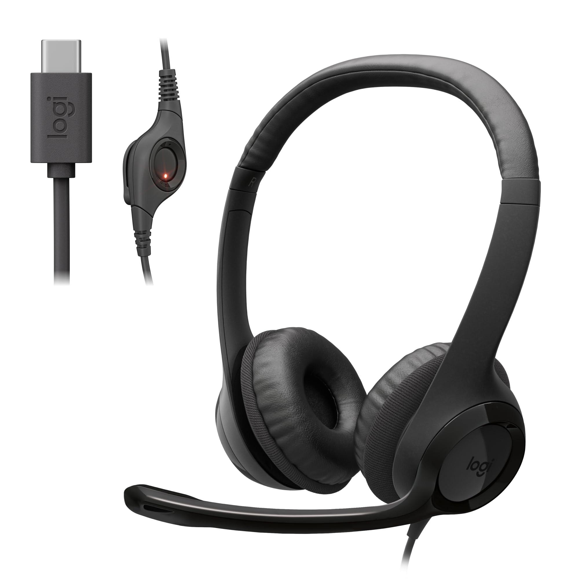 ロジクール USB ヘッドセット ノイズキャンセリングマイク ケーブル長190cm レザー調イヤークッション H390RC