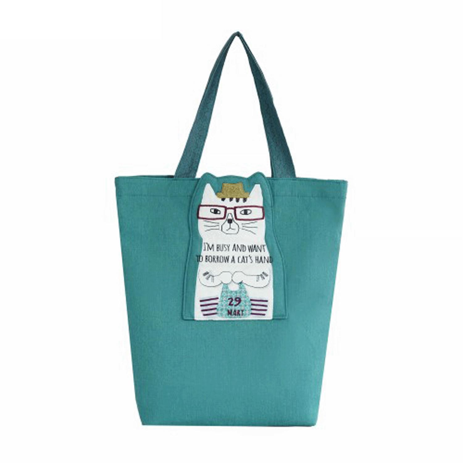 [クスグルジャパン] ネコまるけ トートバッグ レディース 258514 ブルーグリーン