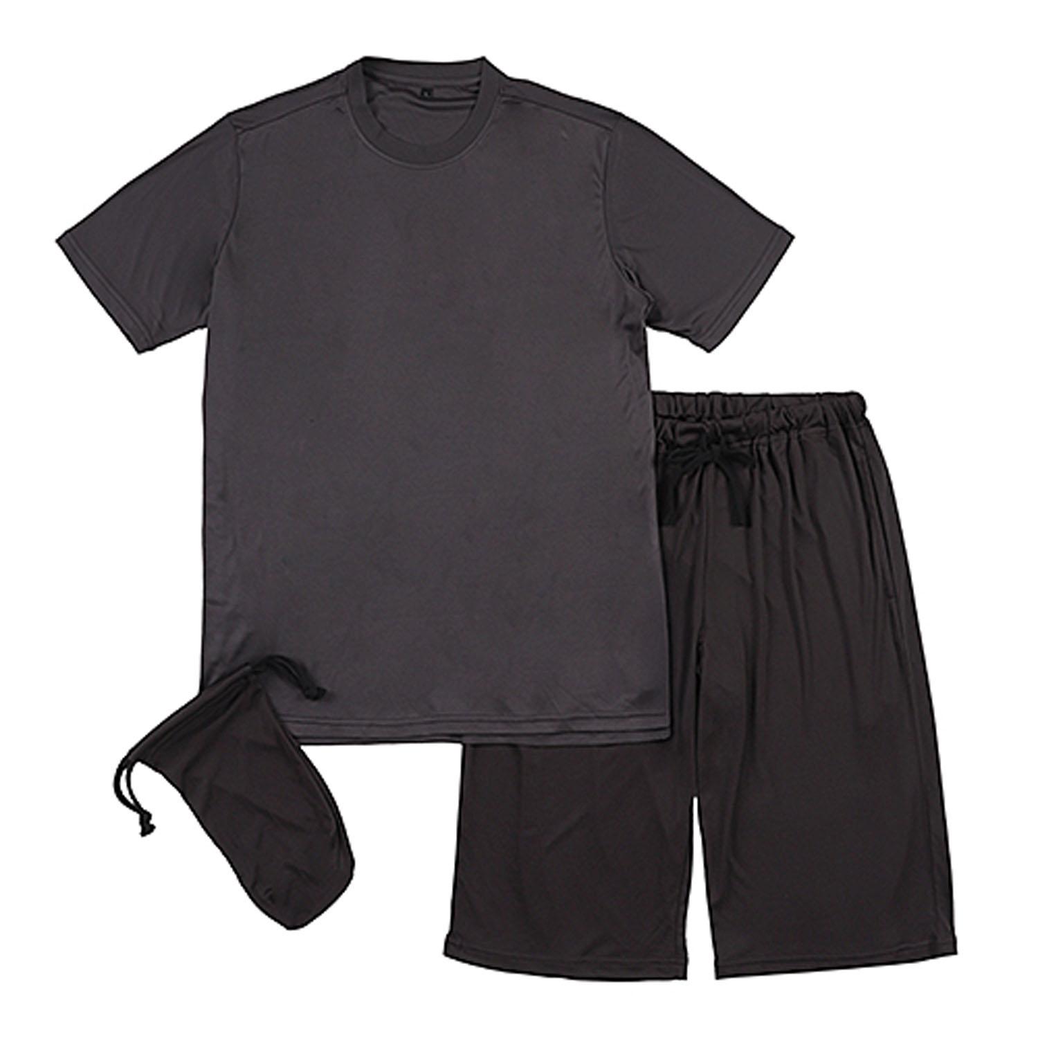 Paspa メンズ 旅する部屋着 チャコールグレー無地 LL(2L)