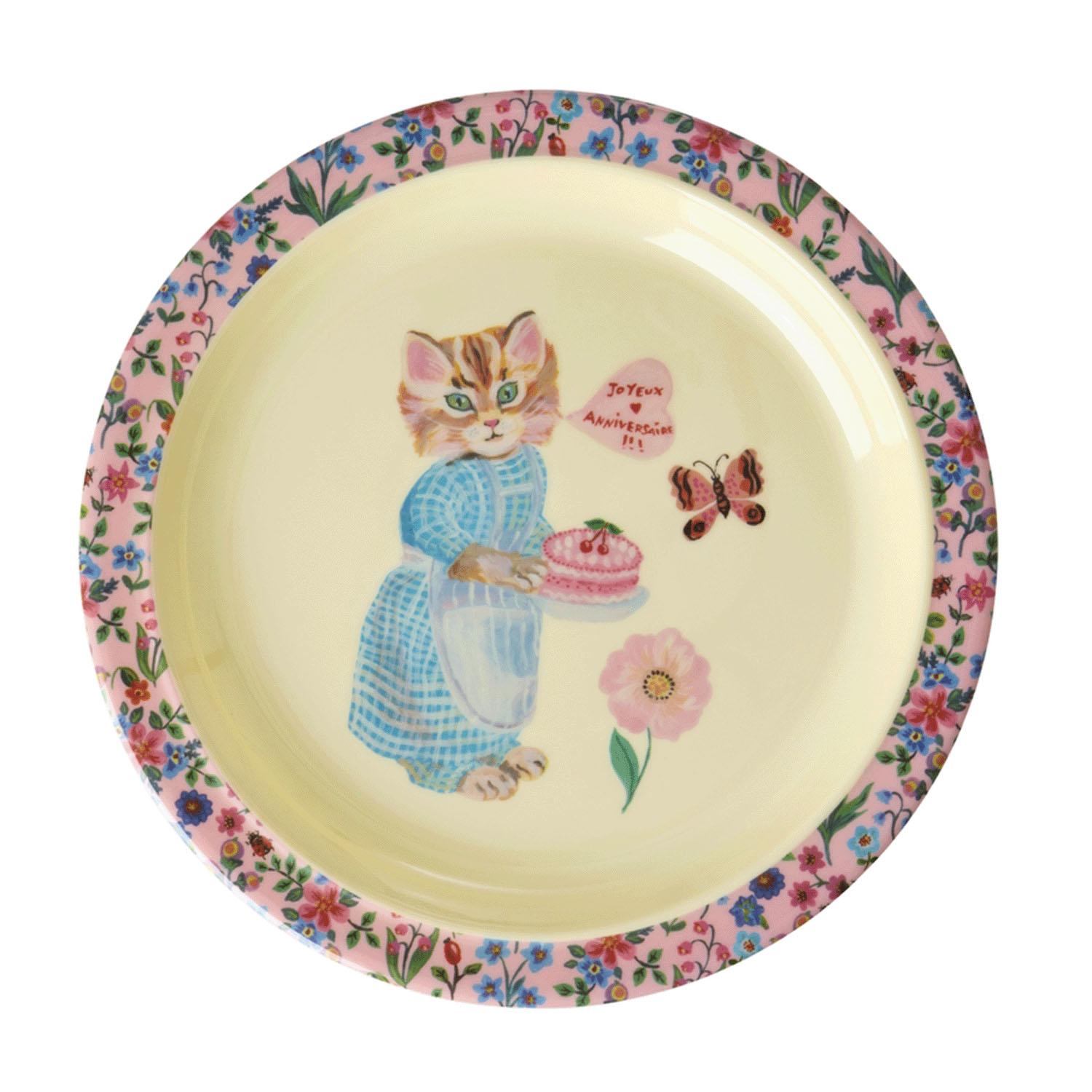 rice プリントメラミン キッズランチプレート ナタリーレテ ピンク