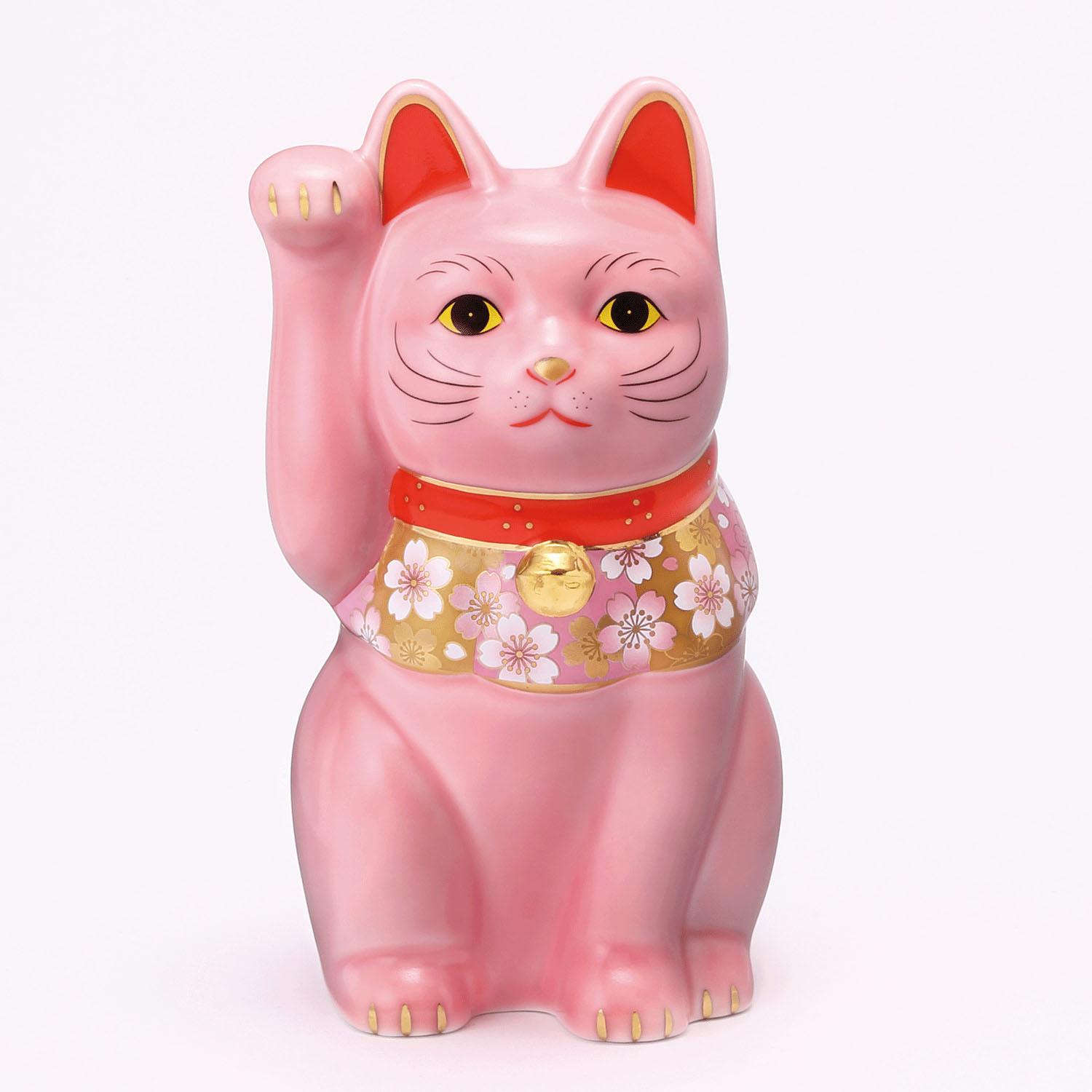 薬師窯 桜づくし招き猫 中 02桃(3)