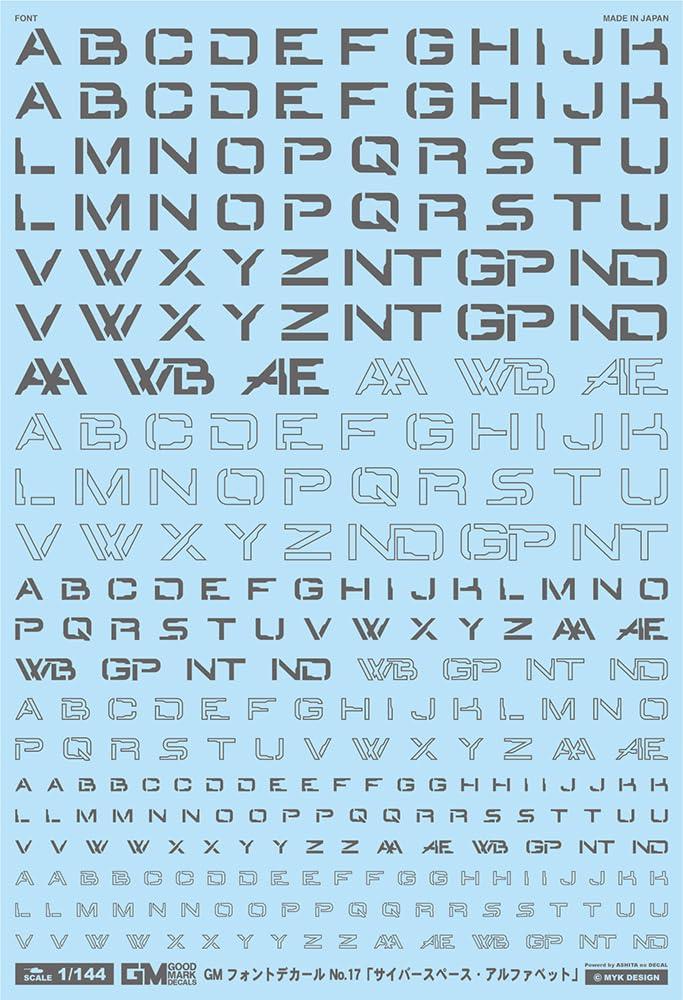GM-842 1/144 GM フォントデカール No.17「サイバースペース・アルファベット」【ダークグレー】 汎用 水転写デカール グッドマークデカール MYK DESIGN [アシタのデカール]
